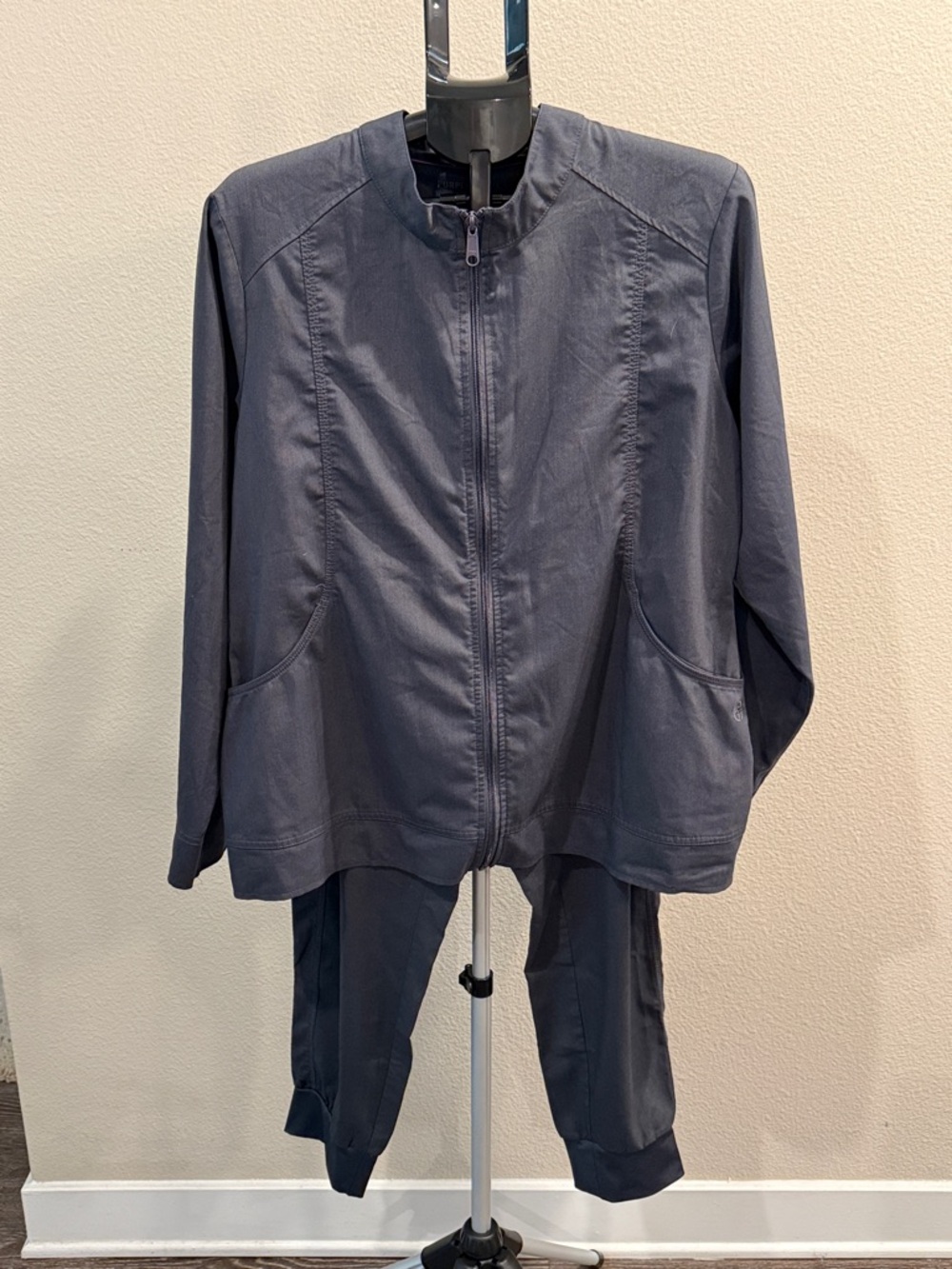 healing hands Navy Zip Jacket and Pants Scrub Set
